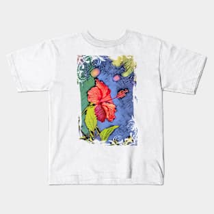 Tropical Hibiscus Flower Design Kids T-Shirt